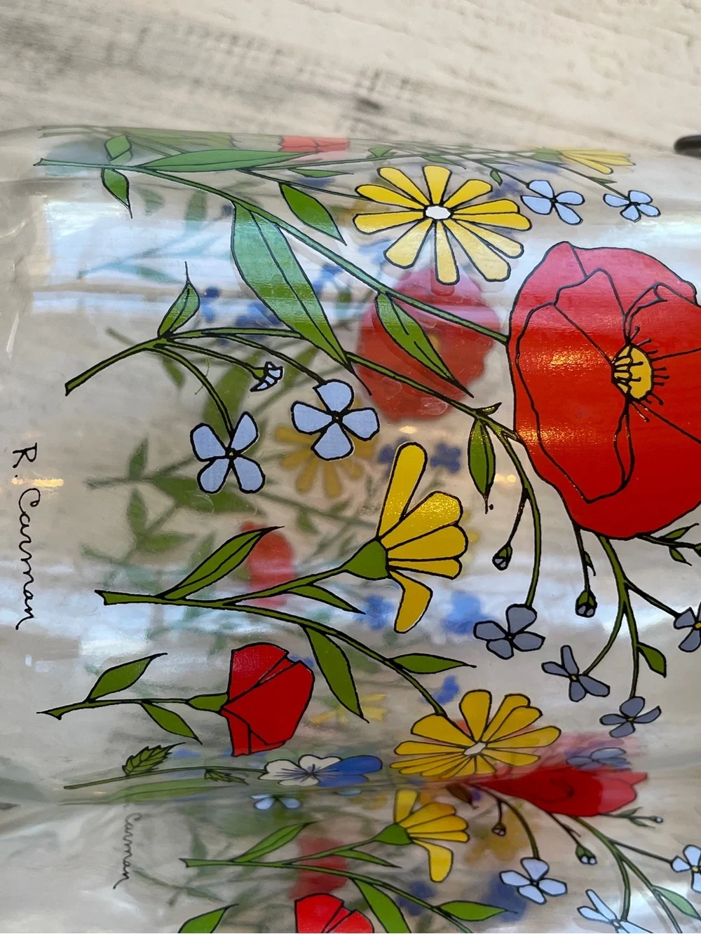 Vintage Floral Canister Jars with Red Poppy Design R Carman Arc France Set of 3